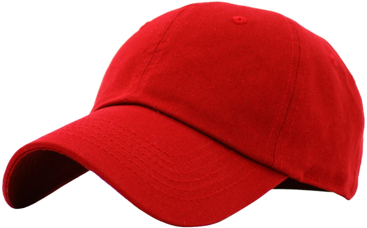 Red Low Profile Baseball Caps Front Side View